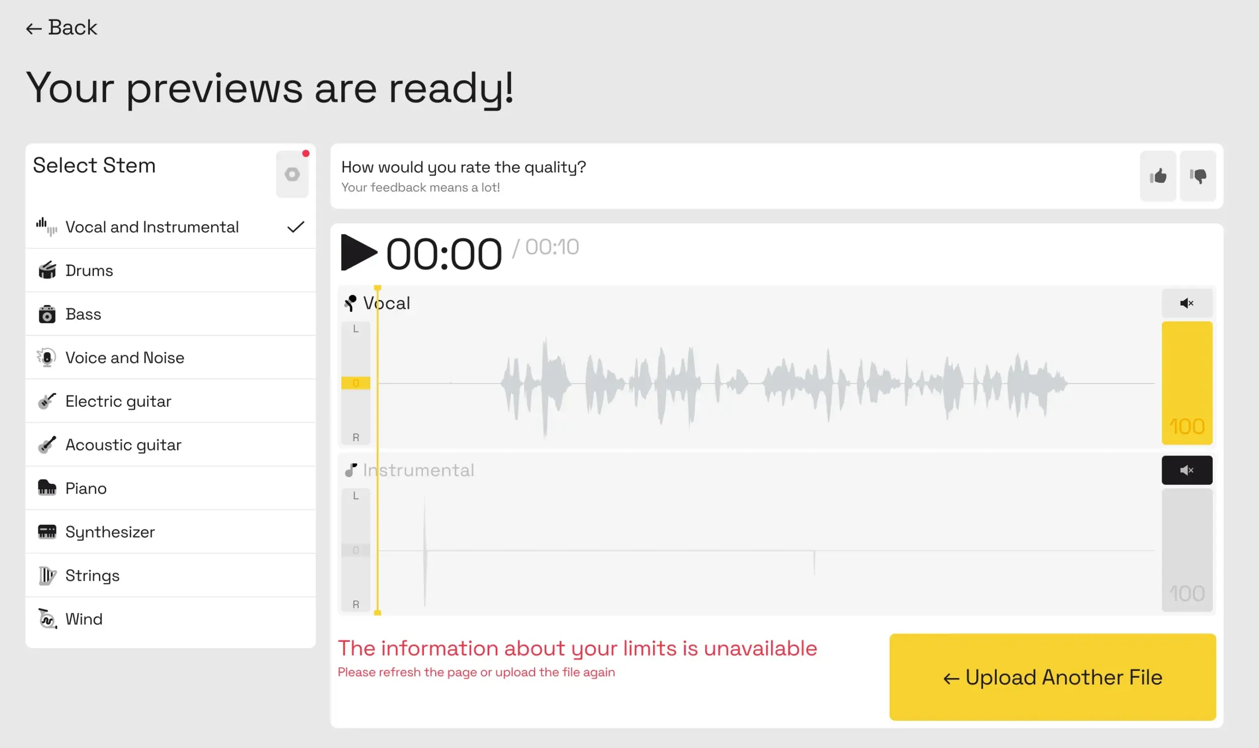 Une interface utilisateur futuriste sur fond sombre affiche une forme d'onde audio se séparant en pistes vocales et instrumentales grâce à des lignes néon lumineuses, avec le texte Lalal.ai : notre test superposé.