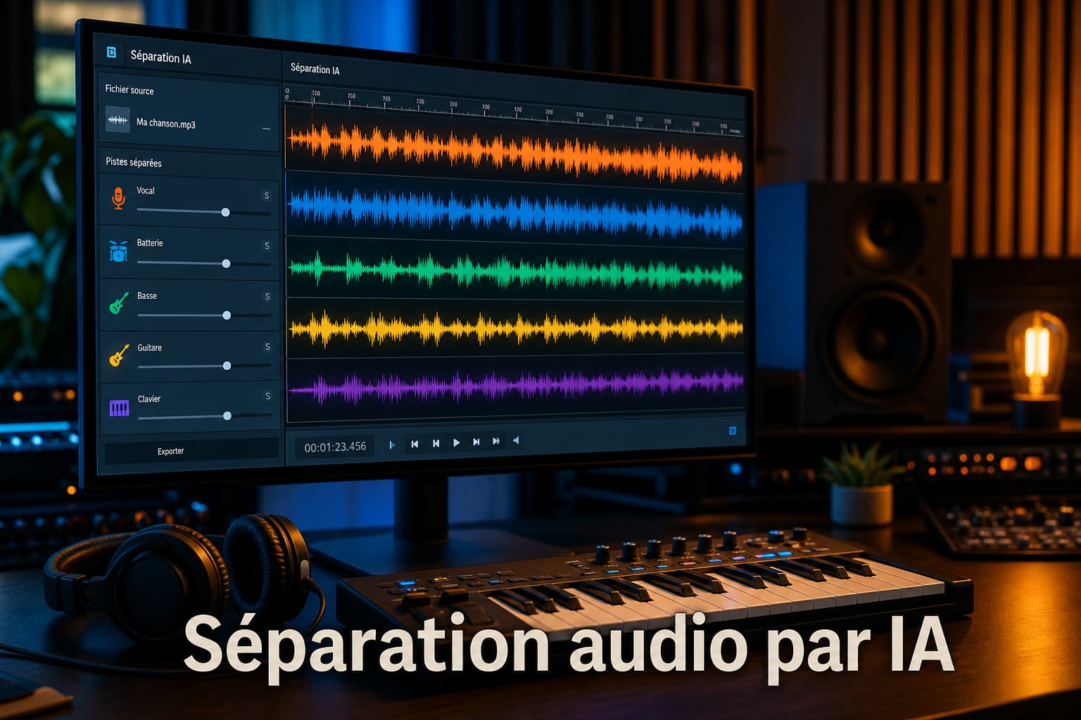 Interface de station audionumérique affichant des formes d